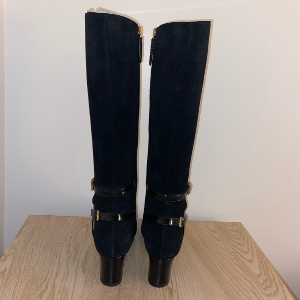 Gucci Geraldine Suede Patent GG Knee High Boot - Picture 5 of 10